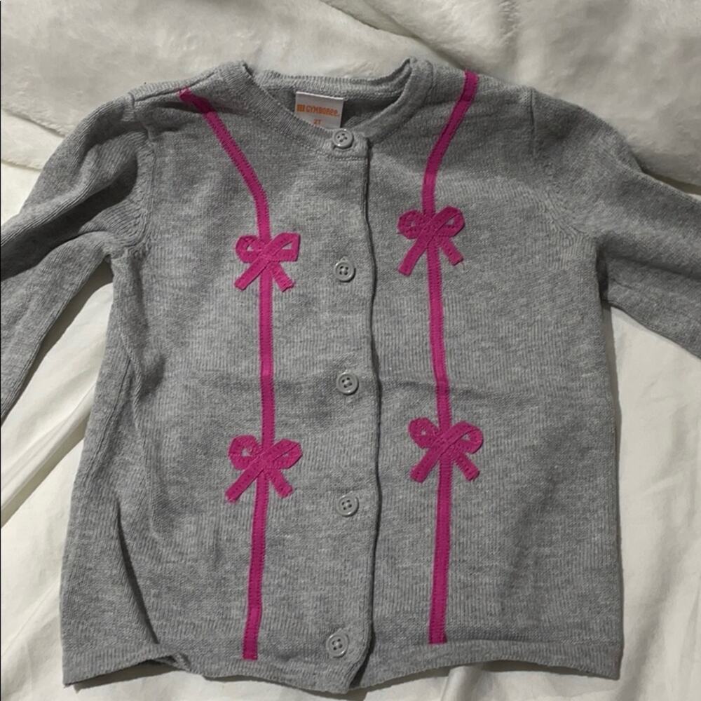 Gymboree 2t grey hot pink bows sweater worn once